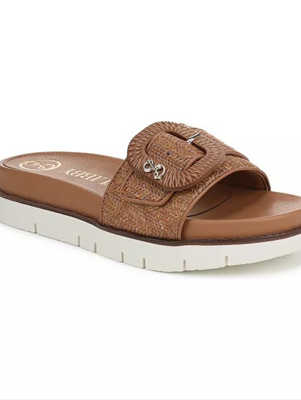 Sam & Libby Women’s Tan Slide Sandal with Buckle Accent - Size 6M